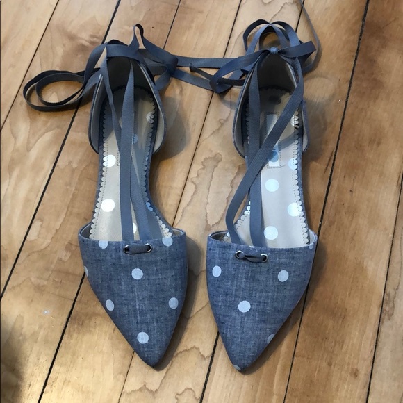 Boden Shoes - Boden Chambray Tie D’Orsay Flats